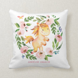  lente Pony blush bloemengroen baby meisje Kussen