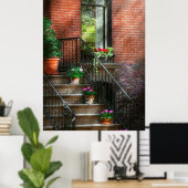 Lente - Porch - Hoboken in het voorjaar Poster (Thuiskantoor)