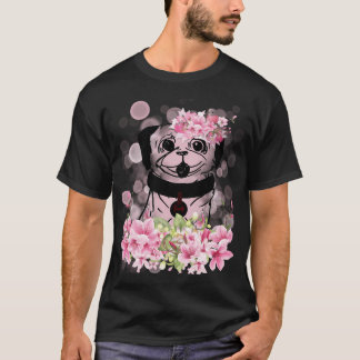 Lente Pug, lente pug met roze bloemen, roze huisdi T-shirt