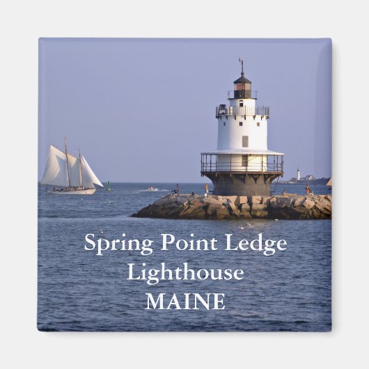 Lente punt Ledge Vuurtoren, Maine Magnet (Voorkant)