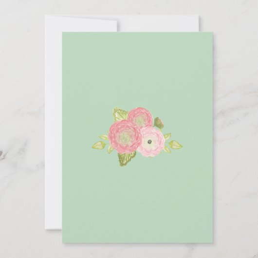 Lente Ranunculus Bloemige Mint Trouwkaarten Kaart (Achterkant)