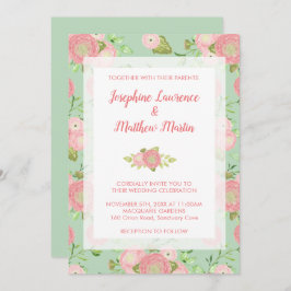 Lente Ranunculus Bloemige Mint Trouwkaarten Kaart