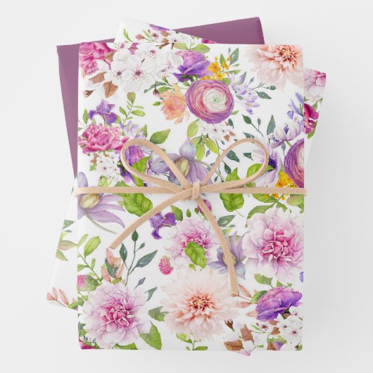 Lente Ranunculus en Rozen Collage Inpakpapier Vel (In situ)