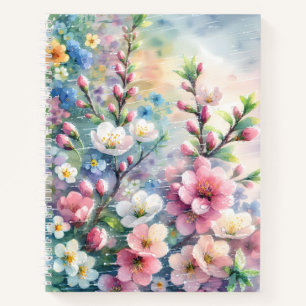 Lente Regen Bloesem Aquarel Cottagecore Notitieboek