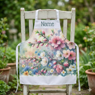 Lente Regen Bloesem Aquarel Cottagecore Schort