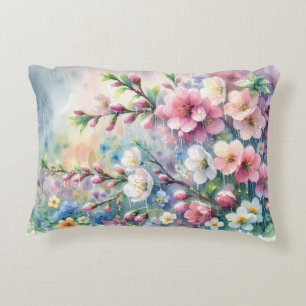 Lente Regen Bloesem Watercolor Cottagecore Accent Kussen
