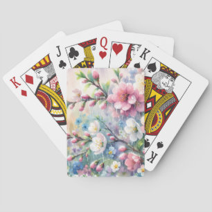 Lente Regen Bloesem Watercolor Cottagecore Pokerkaarten