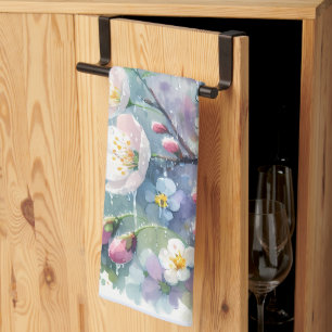 Lente Regen Bloesem Watercolor Cottagecore Theedoek