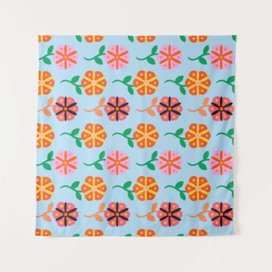 Lente retro bloemen wandkleed (Voorkant (horizontaal))