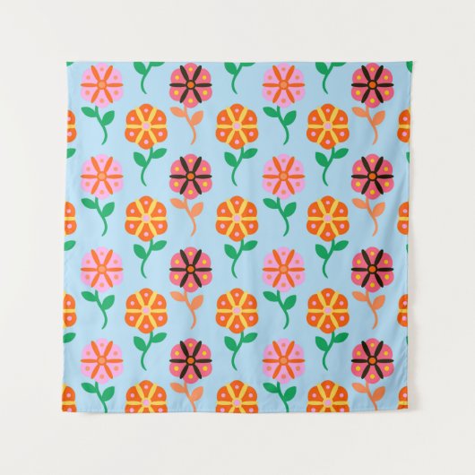 Lente retro bloemen wandkleed (Voorkant)