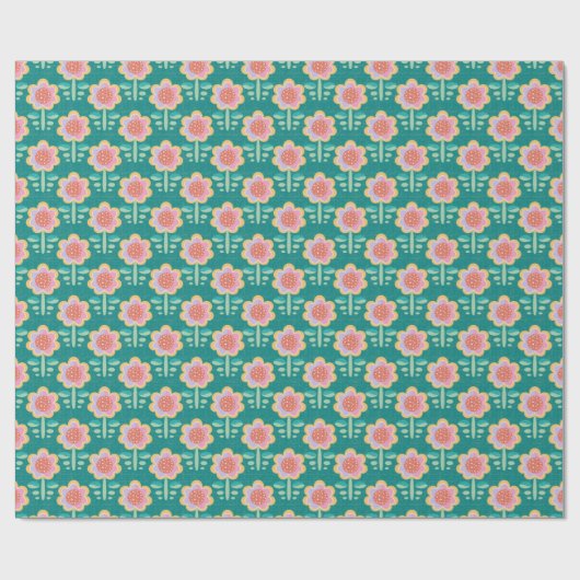 Lente Retro Flower Cadeaupapier (Vlak)