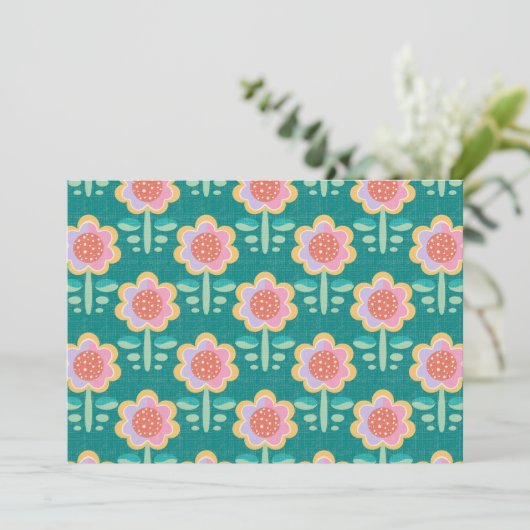 Lente Retro Flower Kaart (Staand voorkant)
