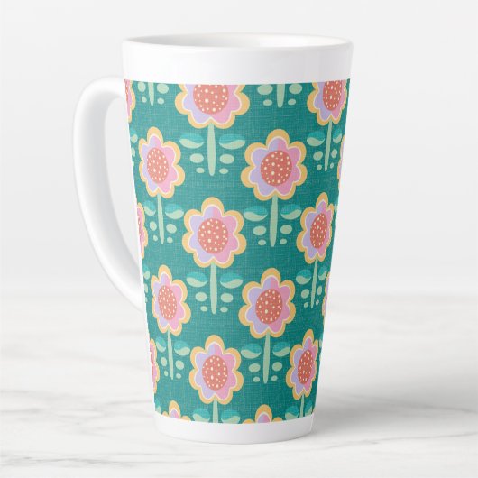 Lente Retro Flower Latte Mok (Linkerhoek)