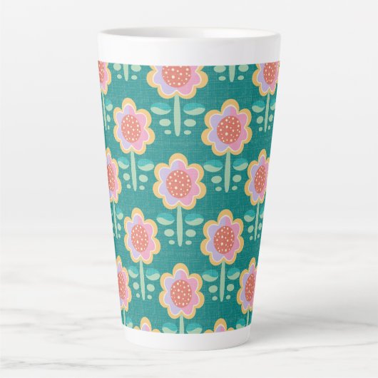 Lente Retro Flower Latte Mok (Voorkant)