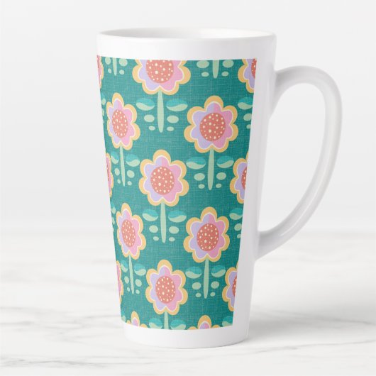 Lente Retro Flower Latte Mok (Rechts)