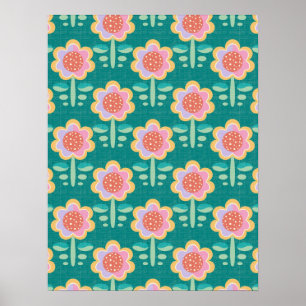 Lente Retro Flower Poster