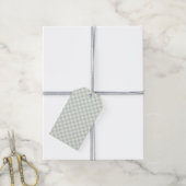Lente Retro Gingham | Gedempte Salie Cadeaulabel (Met Touw)
