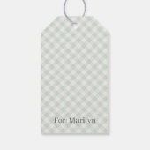 Lente Retro Gingham | Gedempte Salie Cadeaulabel (Achterkant)