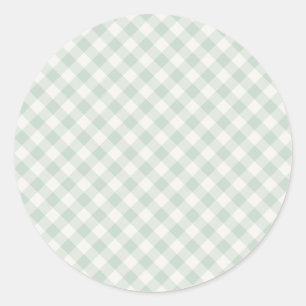 Lente Retro Gingham   Gedempte Salie Ronde Sticker