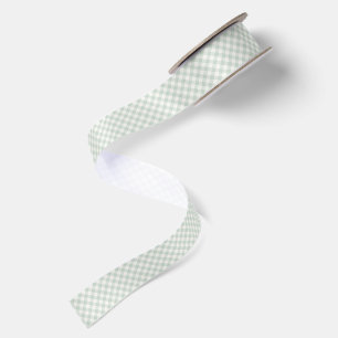 Lente Retro Gingham Gedempte Salie Satijnen Lint