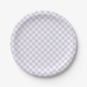 Lente Retro Gingham   Stof Lavendel Papieren Bordje