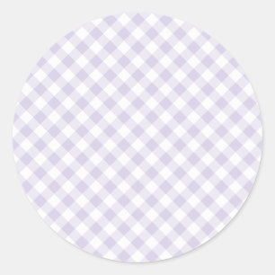 Lente Retro Gingham   Stof Lavendel Ronde Sticker