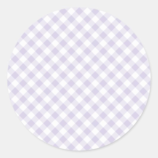 Lente Retro Gingham | Stof Lavendel Ronde Sticker (Voorkant)