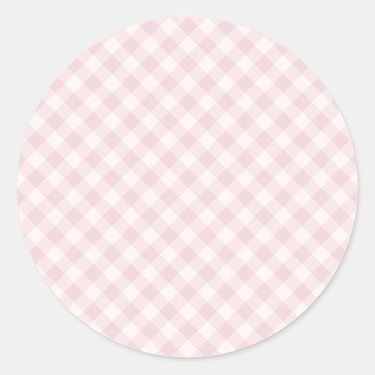 Lente Retro Gingham | Zachte Blos Ronde Sticker (Voorkant)