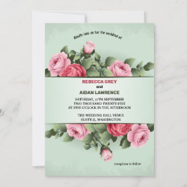 Lente rijkdom Kleurrijke bloemige roze Groene Huwe Kaart
