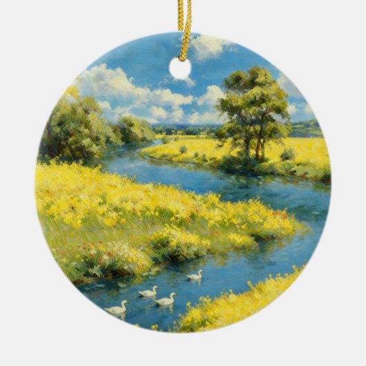 Lente Rivier Geel Veld Ornament (Voorkant)