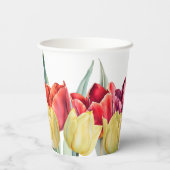 Lente rode en gele tulpen Bruids douche Papieren Bekers (Achterkant)