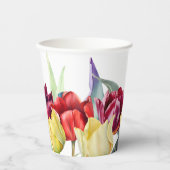 Lente rode en gele tulpen Bruids douche Papieren Bekers (Voorkant)