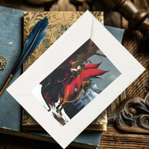 Lente Rode Fee Draak Moeder Natuur Fantasie Rechthoekige Sticker