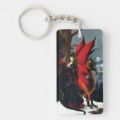 Lente Rode Fee Draak Moeder Natuur Fantasie Sleutelhanger (Voorkant)