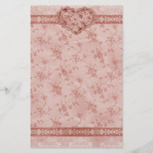 lente romantisch roze bloem- en kant hart briefpapier
