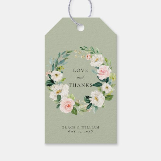 Lente Romantische Waterverf Pastel Bloemenbruiloft Cadeaulabel (Voorkant)