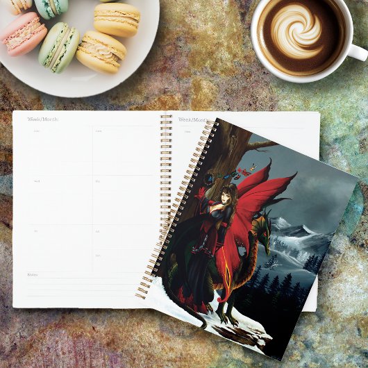 Lente Rood Fee Draak Moeder Natuur Fantasie Planner