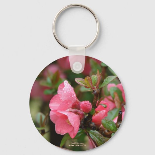 Lente Roze Bloeiende Kwee Sleutelhanger (Voorkant)