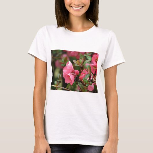Lente Roze Bloeiende Kwee T-shirt (Voorkant)