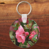 Lente roze bloeiende kweepel sleutelhanger (Voorkant)