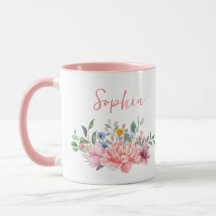 Lente Roze Bloemen Boeket Personaliseer Naam