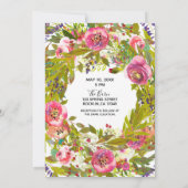 Lente Roze Bloemen Bruiloft Groene Achtergrond Kaart (Achterkant)