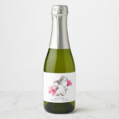 Lente Roze Bloemen en Bubbly Mousserende Wijn Labe Sparkling Wijnetiket (Voorkant)