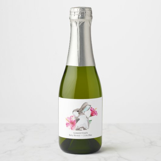 Lente Roze Bloemen en Bubbly Mousserende Wijn Labe Sparkling Wijnetiket (Voorkant)