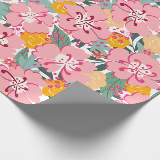 Lente Roze Bloemen Kleurrijk Cadeaupapier (Hoek)