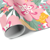 Lente Roze Bloemen Kleurrijk Cadeaupapier (Rol Hoek)