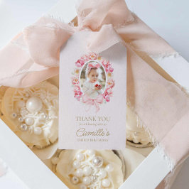 Lente Roze Bloemen Meisje Verjaardag Favor Tags Cadeaulabel