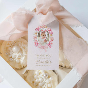 Lente Roze Bloemen Meisje Verjaardag Favor Tags Cadeaulabel