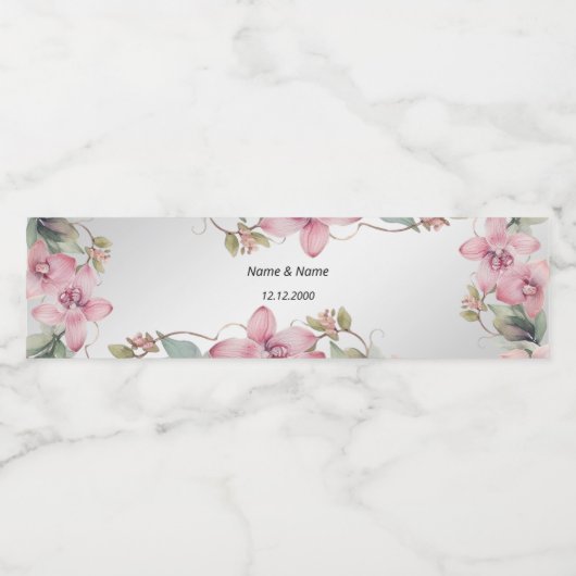 Lente Roze Bloemen Water Fles Label Waterfles Etiket (Enkel label)