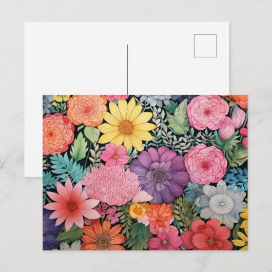 Lente roze bloemige achtergrond briefkaart (Voorkant / Achterkant)